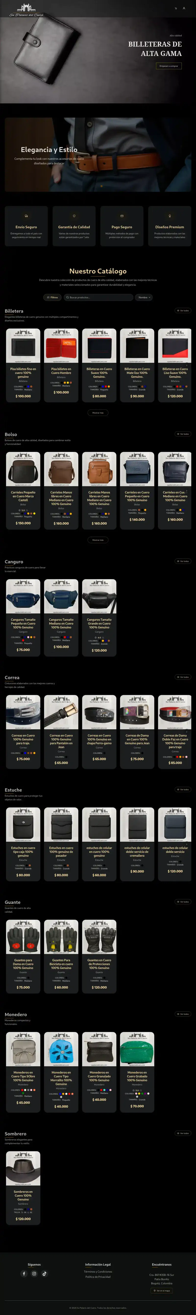 Captura de pantalla del proyecto E-commerce para artículos de cuero